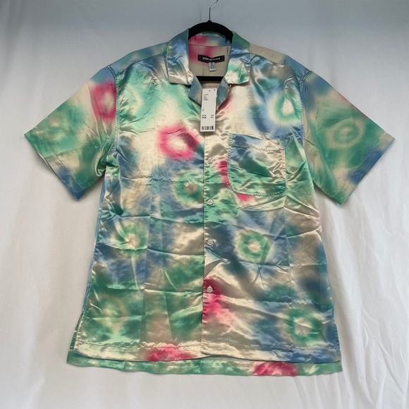 Urban Outfitters Tye Dye Short Sleeve Button Down Shirt Unisex Medium NEW - Picture 1 of 14